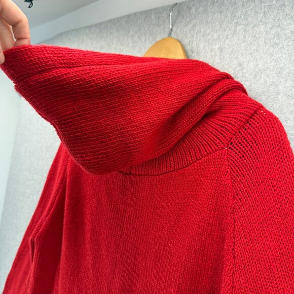 Misslook Red Hooded Cardigan‎ Bunny Rabbit Glasses Faux Fur Lining Size Large ? - Picture 7 of 11